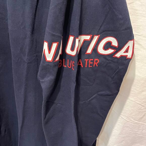 NWT VTG Y2K Nautica Sleepwear Navy Nightshirt Nightgown Blue Water Logo Cotton - Picture 7 of 7